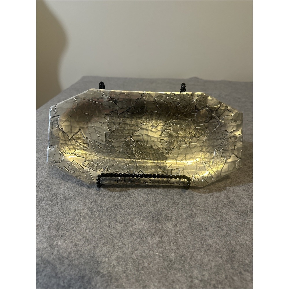 Wendell August Leaves Fall  Aluminum Tray 12" Metal Serving Decor Trinkets